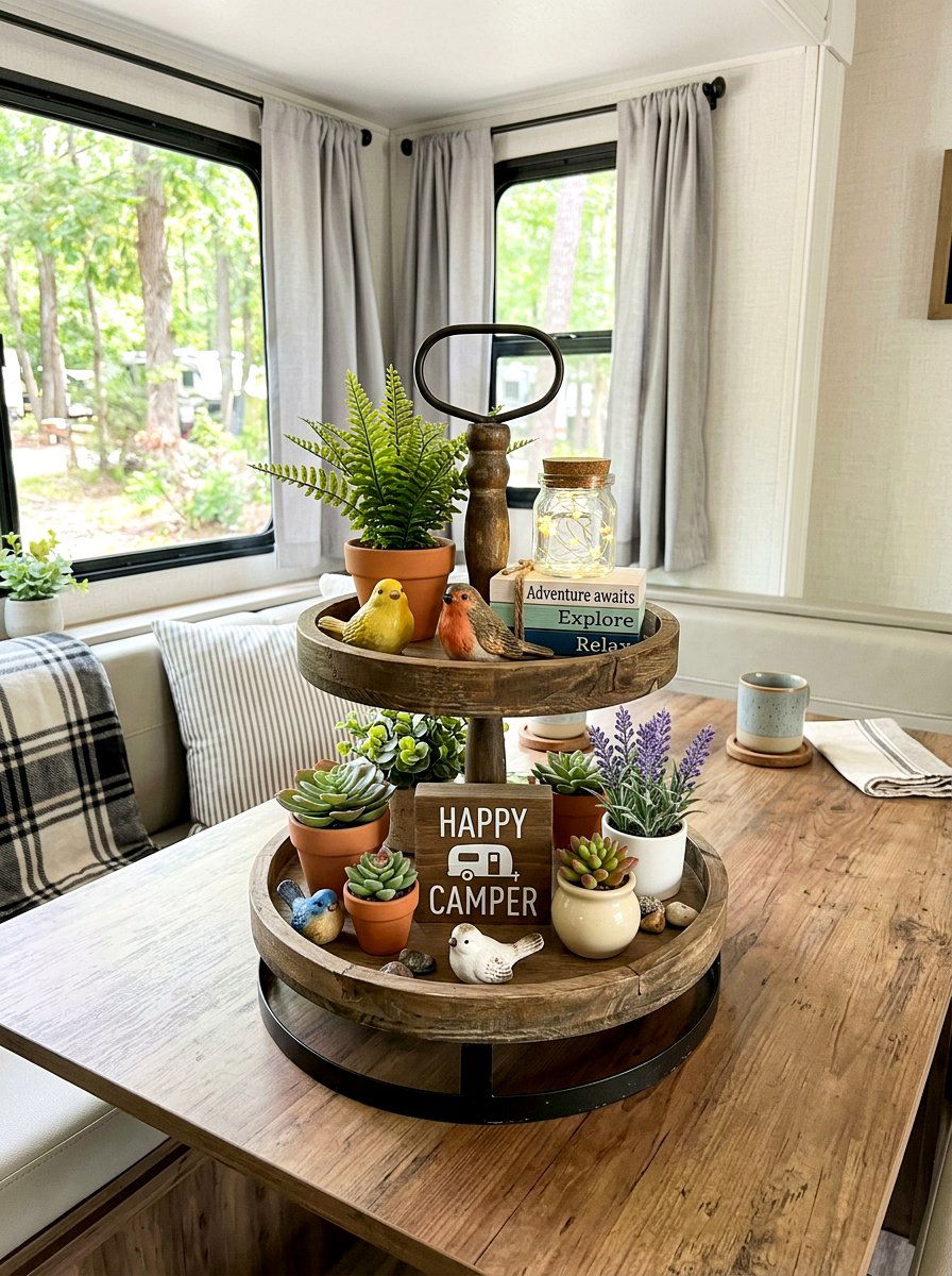 RV Tiered Tray - 25 Spring RV Decor Ideas