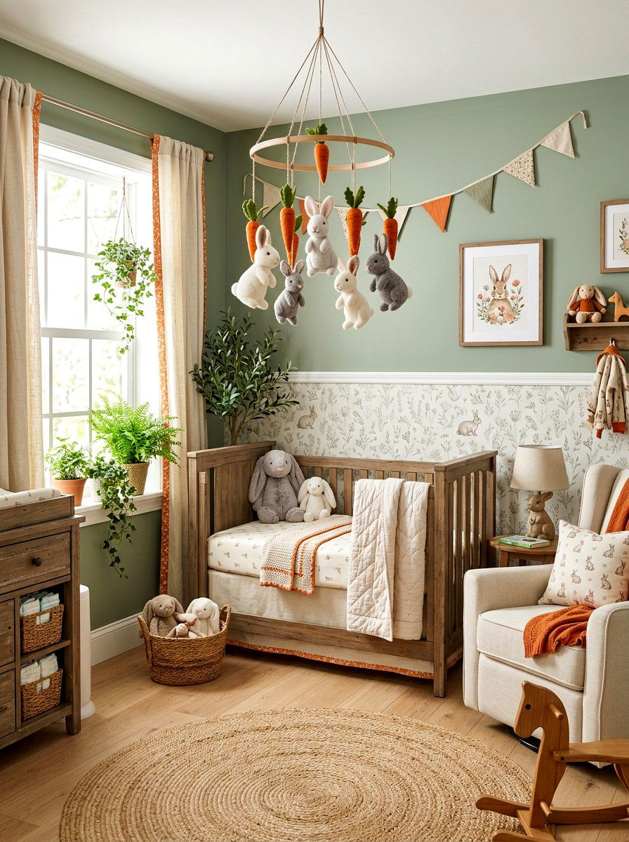 Rabbit And Carrot Mobile - 25 Spring Mobile Ideas for Nursery