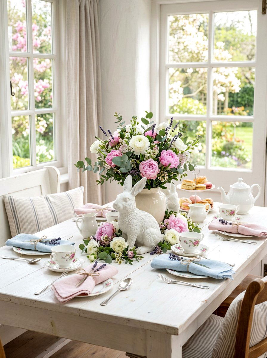Rabbit Decor Accent - 25 Spring Tea Party Table Ideas