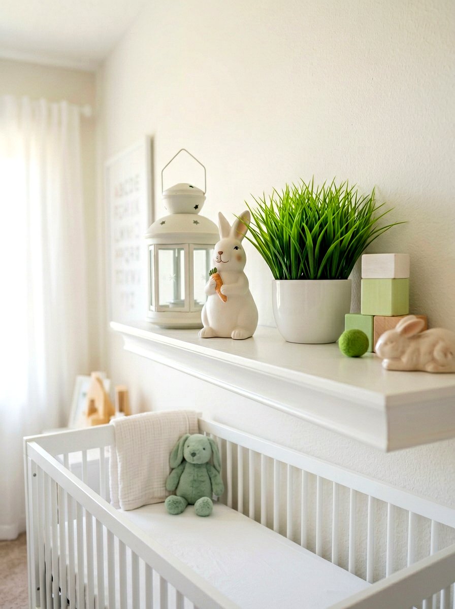 Rabbit Figurines And Grass - 25 Spring Lantern Filler Ideas