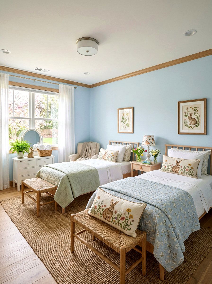 Rabbit Motif Lumbar Pillow - 25 Spring Lumbar Pillow Ideas