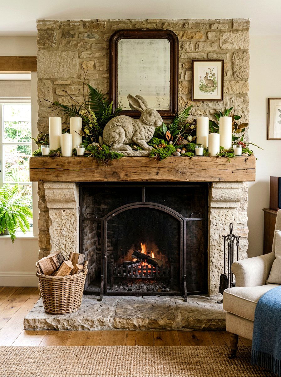 Rabbit Statue - 25 Spring Shelf Decor Ideas