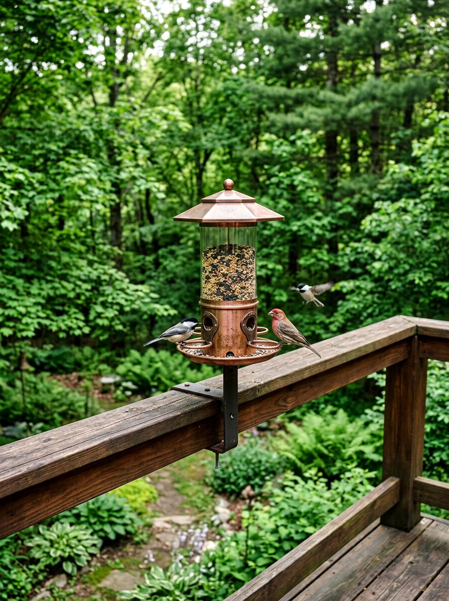 Railing Mounted Bird Feeder - 25 Spring Deck Railing Decor Ideas