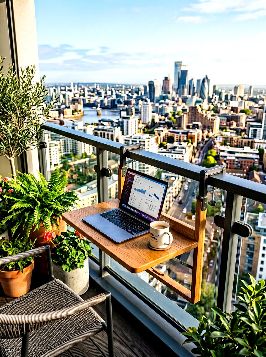 Railing Mounted Table - 25 Spring Deck Railing Decor Ideas