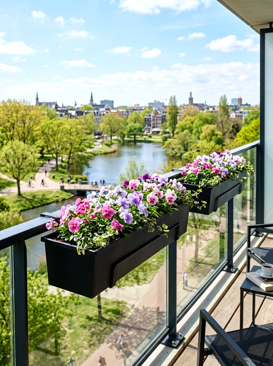 Railing Planter Box - 25 Spring Small Balcony Decor Ideas