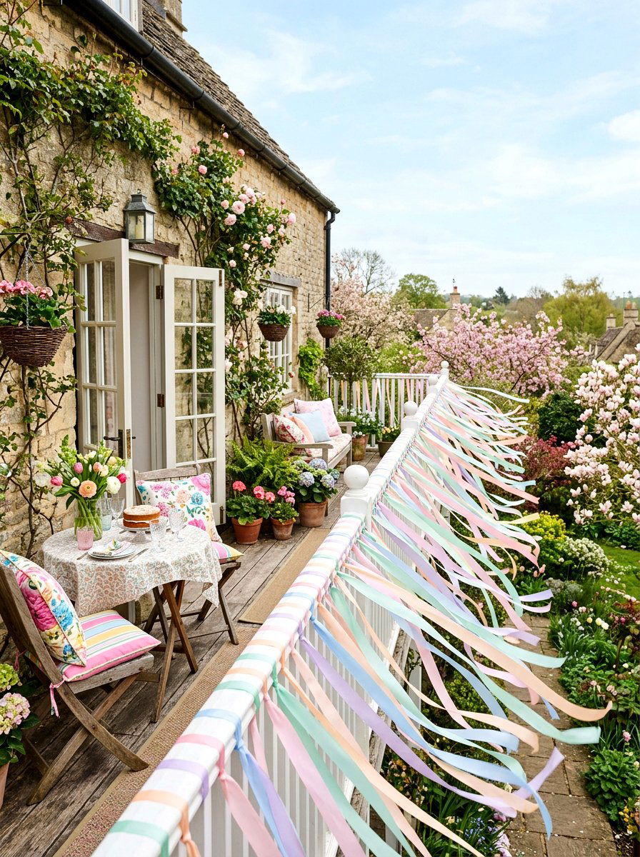 Railing Ribbon Decor - 25 Spring Balcony Railing Decor Ideas
