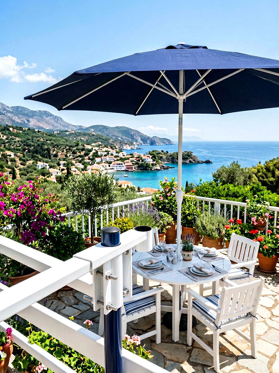 Railing Umbrella Bracket - 25 Spring Deck Railing Decor Ideas