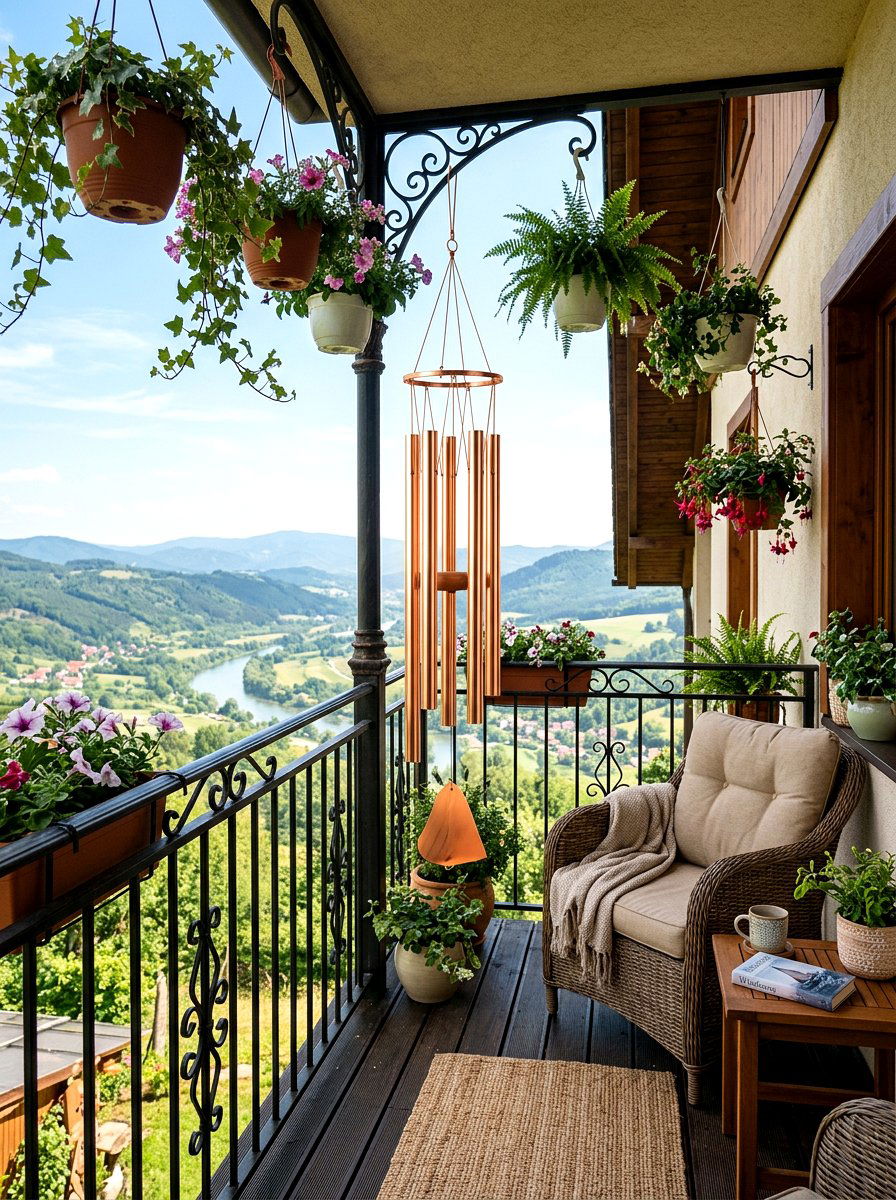 Railing Wind Chime - 25 Spring Balcony Railing Decor Ideas