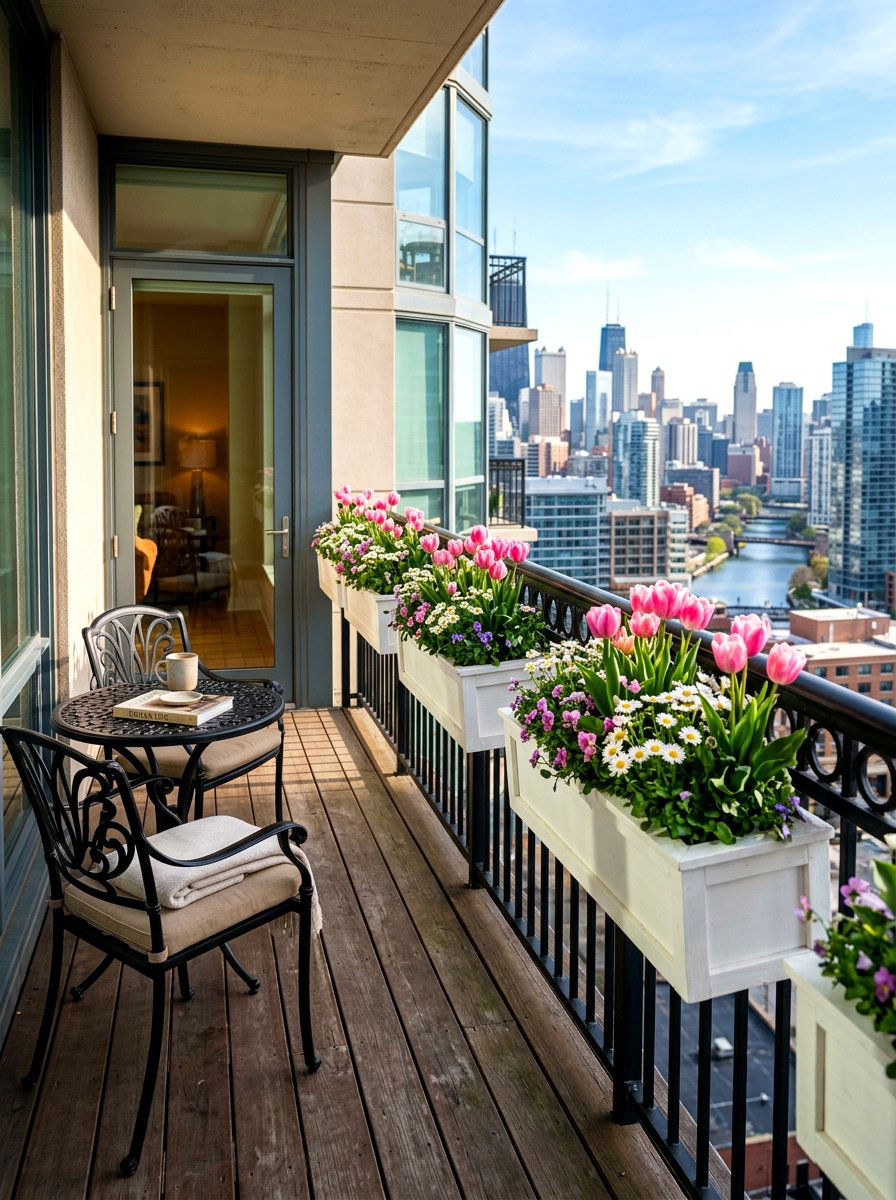 Railing flower box - 25 Spring Balcony Planter Ideas