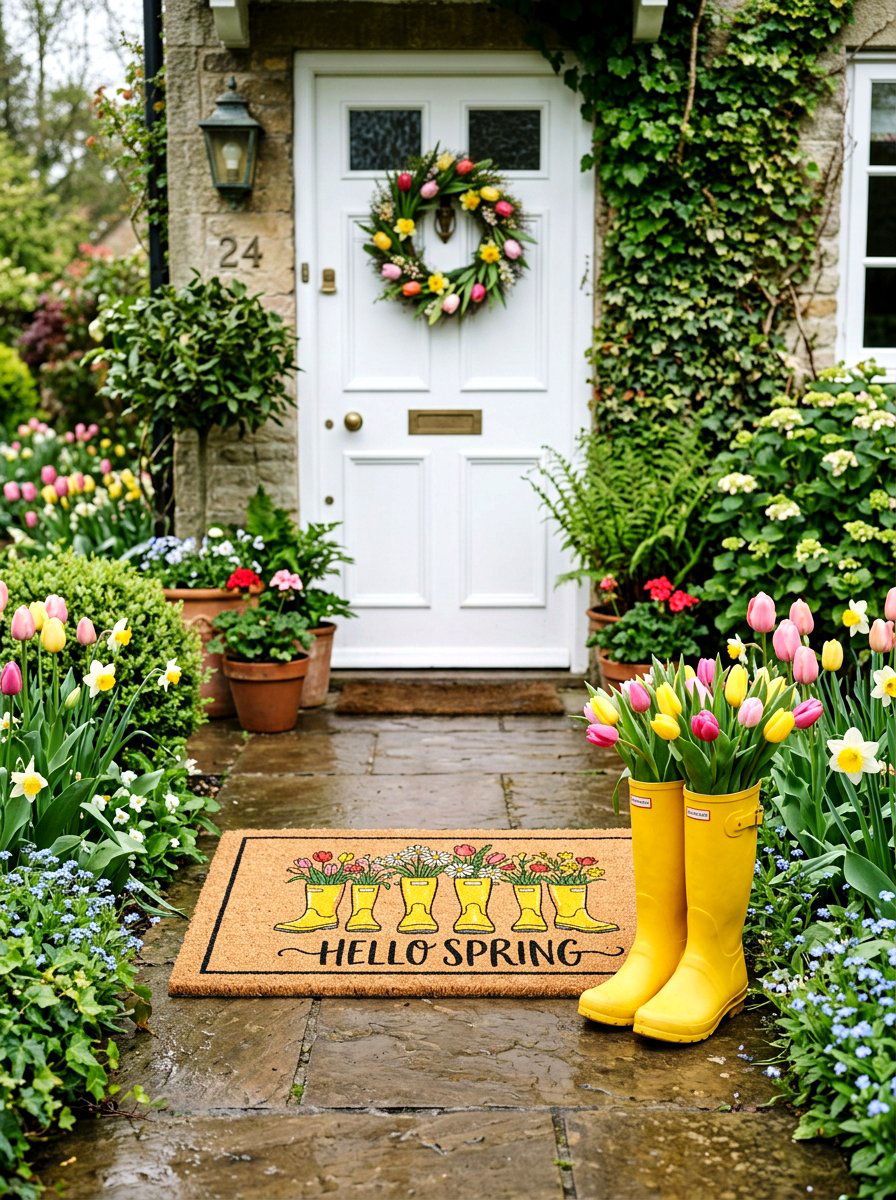 Rain Boot Doormat - 25 Spring Doormat Ideas