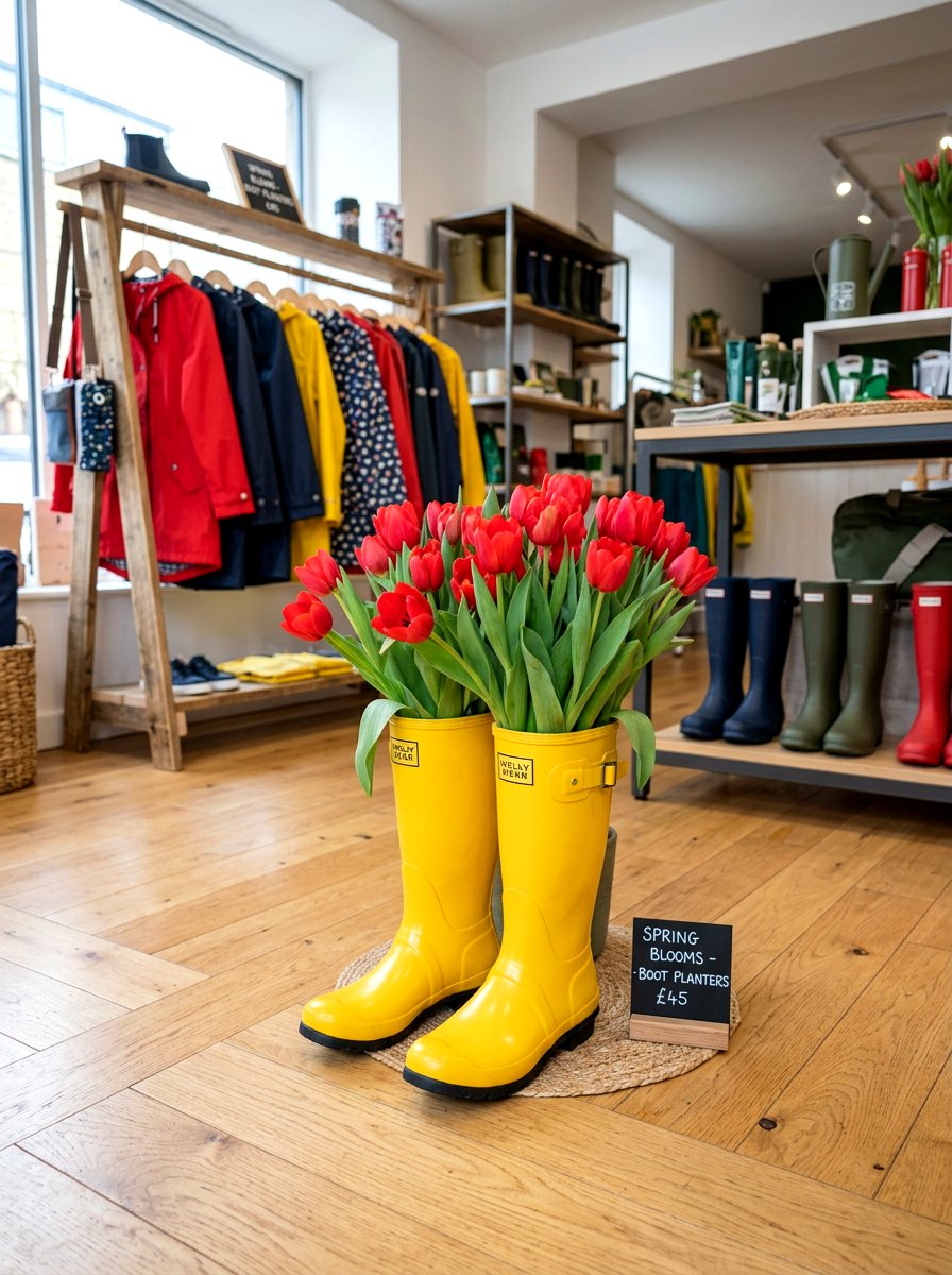 Rain Boot Planter - 25 Spring Retail Display Ideas