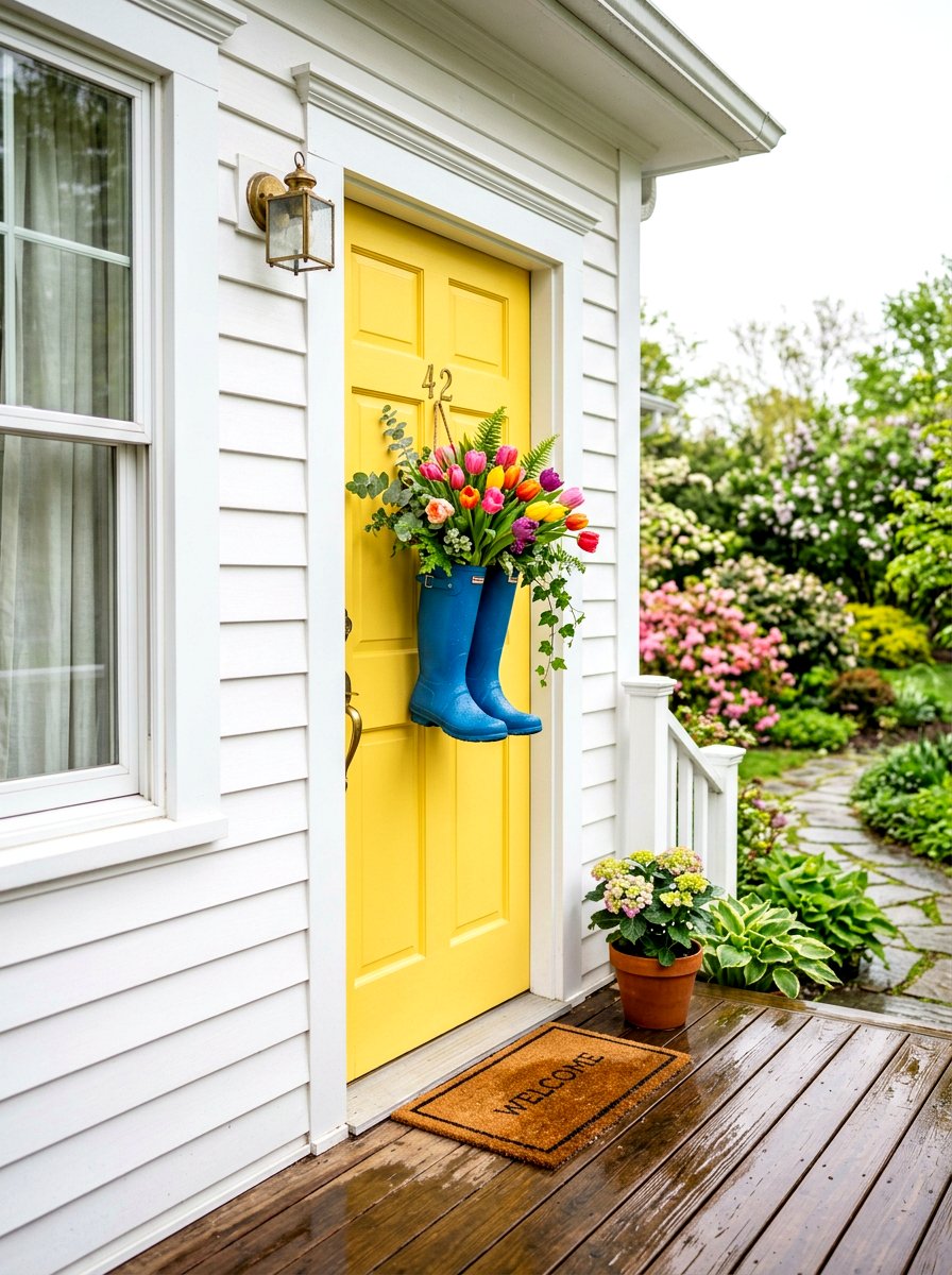 Rain Boot Spring Door Basket - 25 Spring Door Basket Ideas