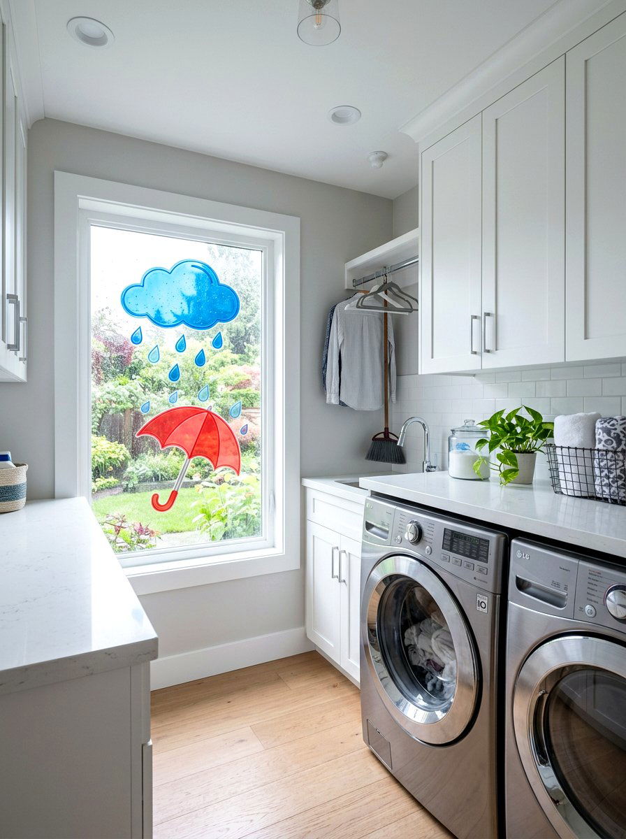 Rain Cloud And Umbrella Window Art - 25 Spring Gel Cling Ideas