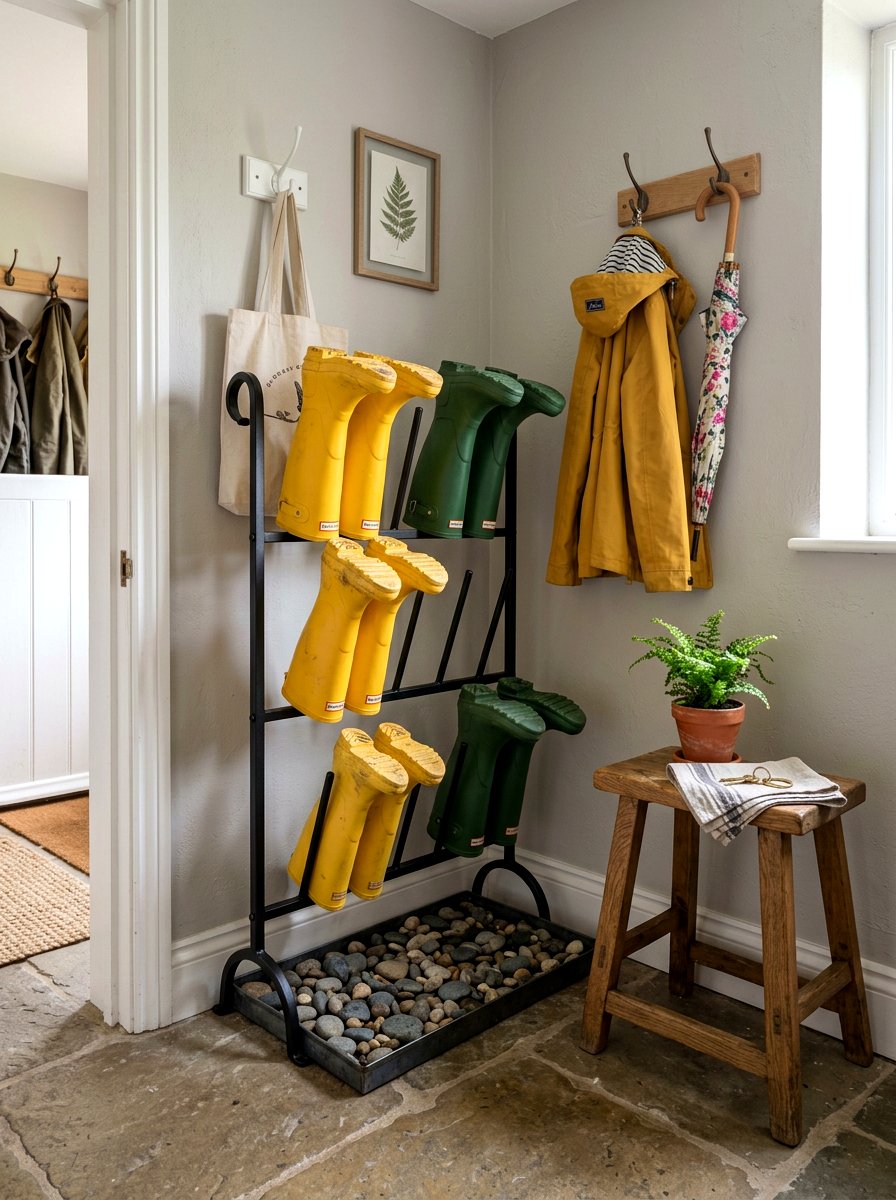 Rain boot rack - 25 Spring Mudroom Decor Ideas