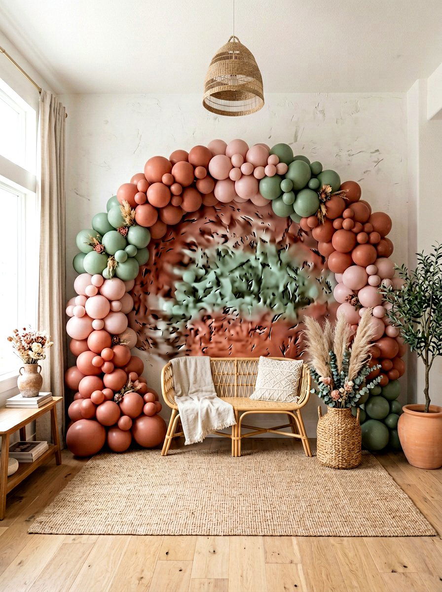 Rainbow Balloon Wall - 25 Spring Balloon Decor Ideas