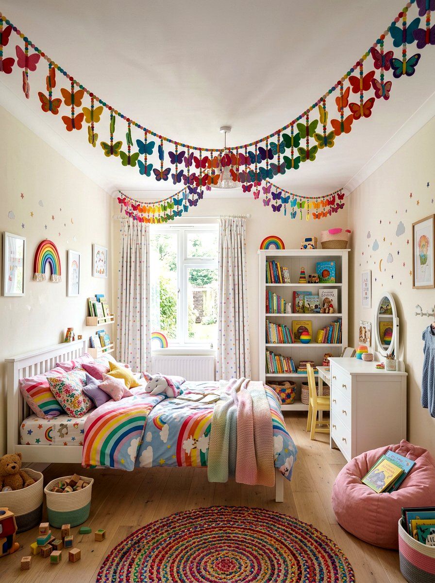 Rainbow Butterfly Garland - 25 Spring Butterfly Garland Ideas