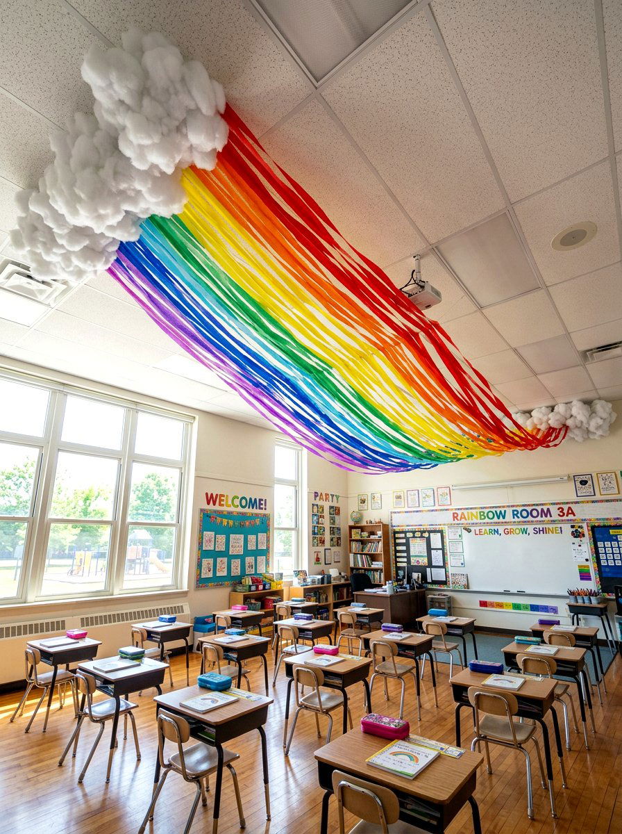 Rainbow Ceiling Decor - 25 Spring Classroom Decor Ideas