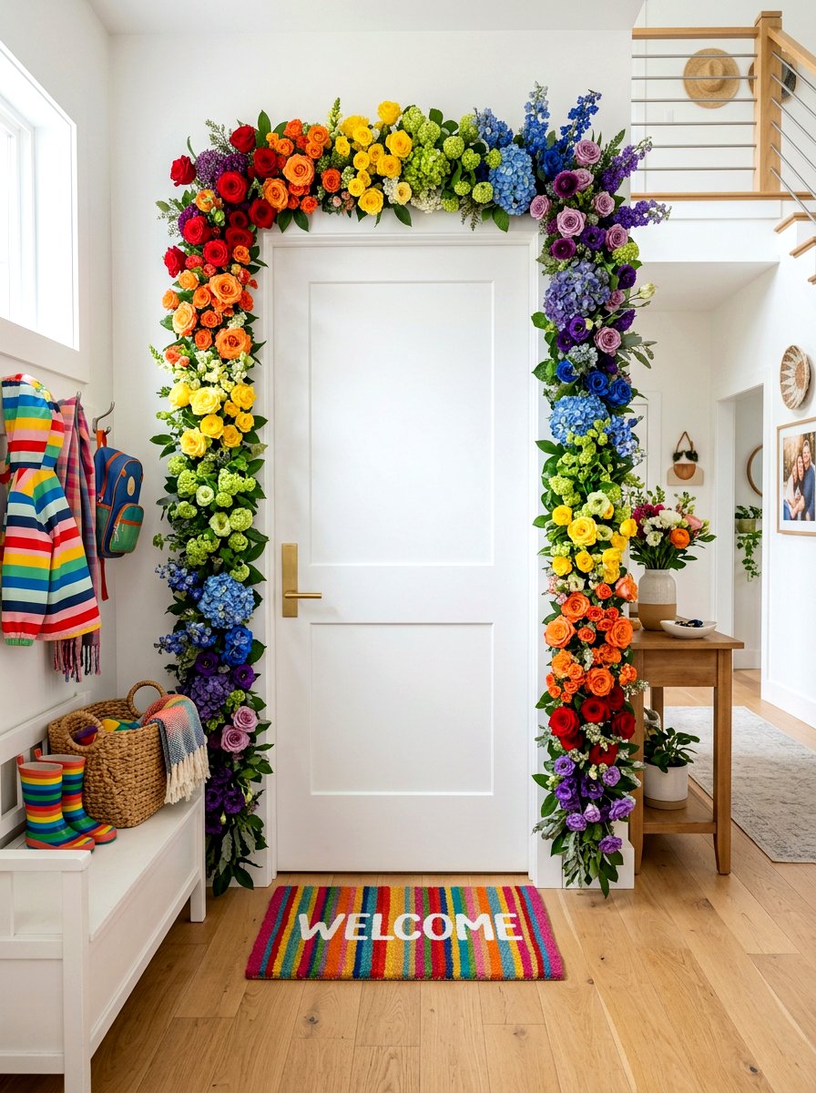 Rainbow Floral Garland - 25 Spring Door Garland Ideas
