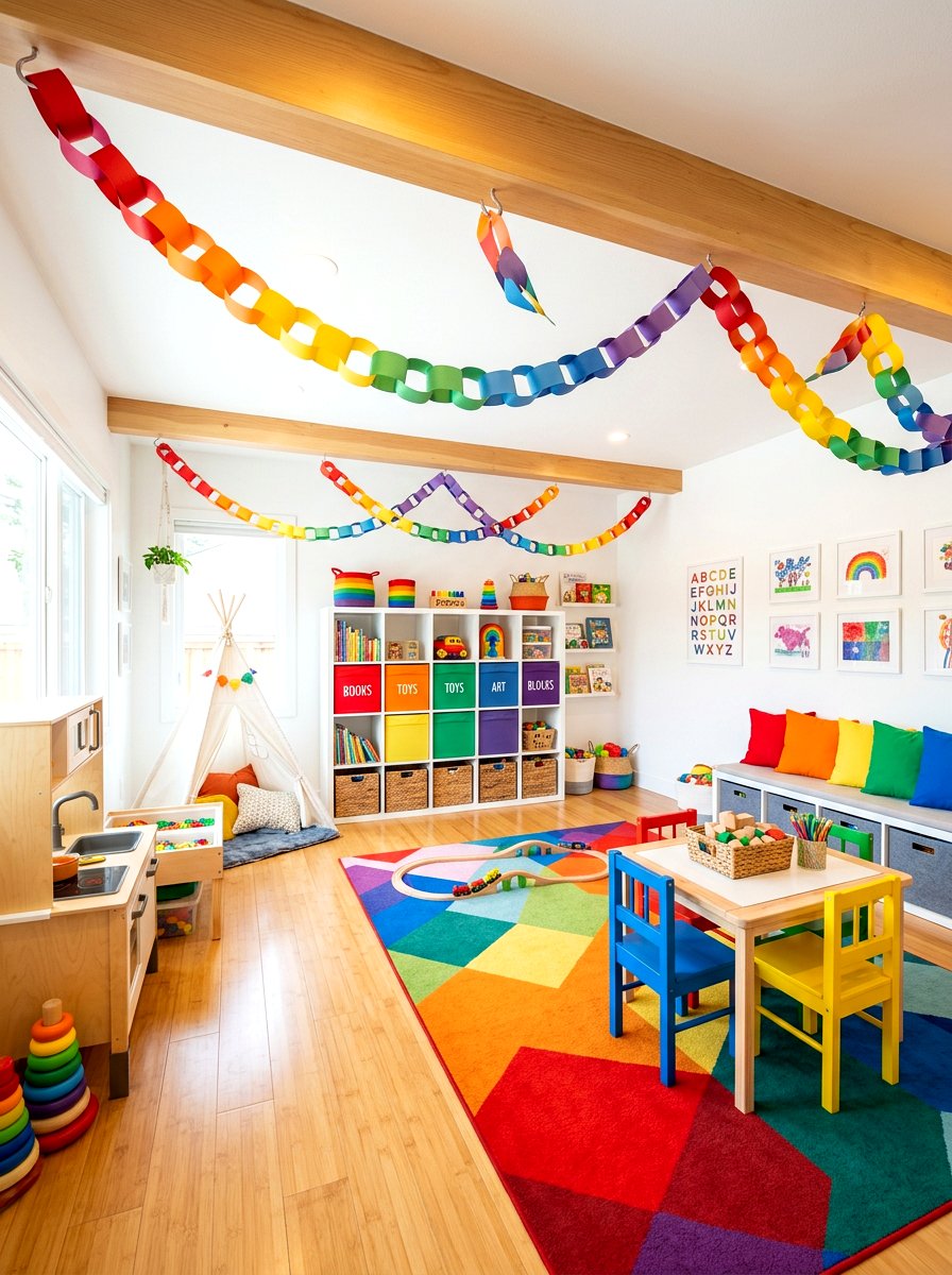 Rainbow Paper Links - 25 Spring Paper Garland Ideas