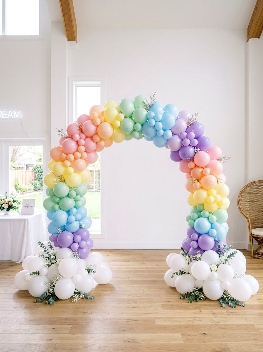 Rainbow Pastel Balloon Arch - 25 Spring Balloon Arch Ideas for Party