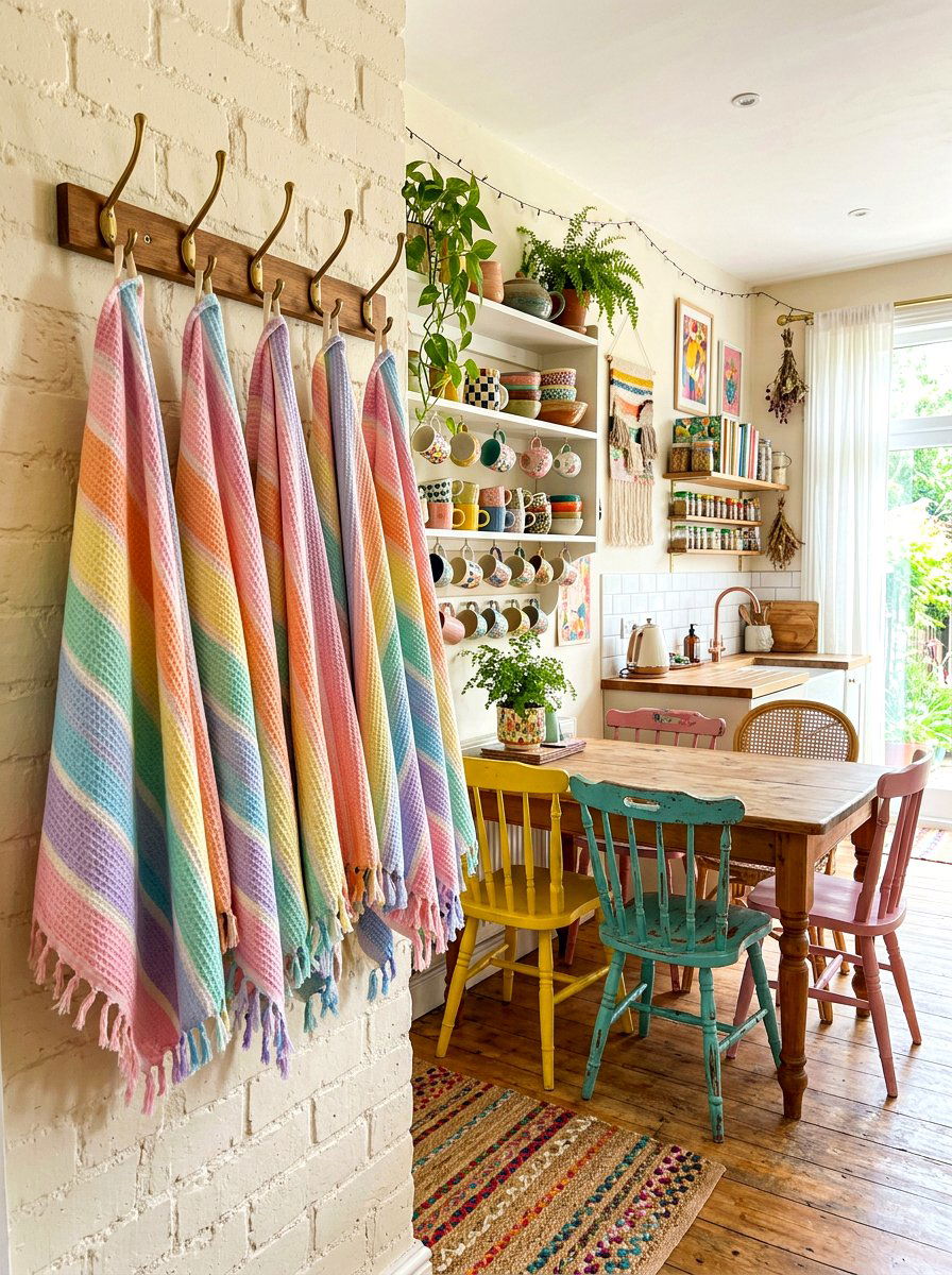 Rainbow Pastel Striped - 25 Spring Kitchen Towel Ideas