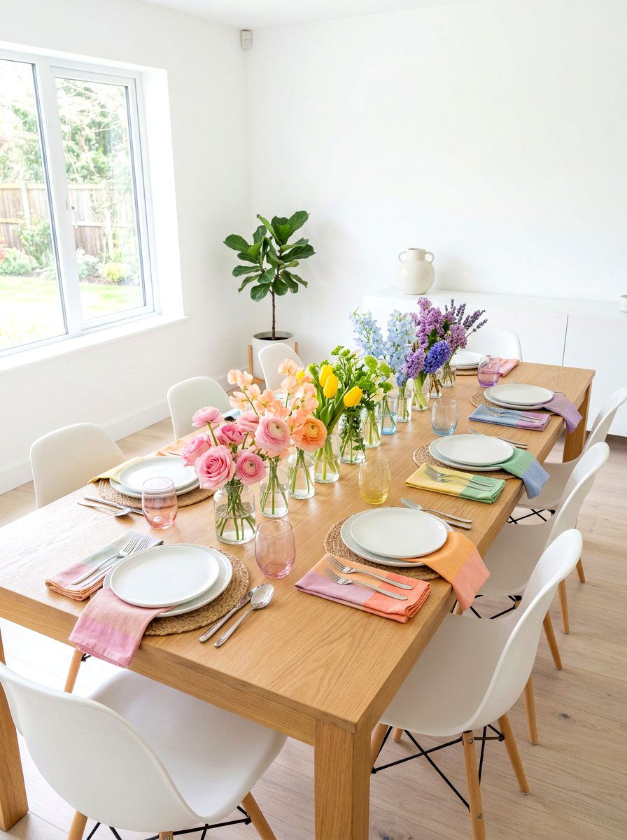 Rainbow Pastel Table - 25 Spring Table Arrangement Ideas
