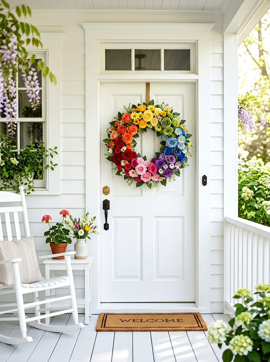 Rainbow Silk Flower - 25 Spring DIY Wreath Ideas