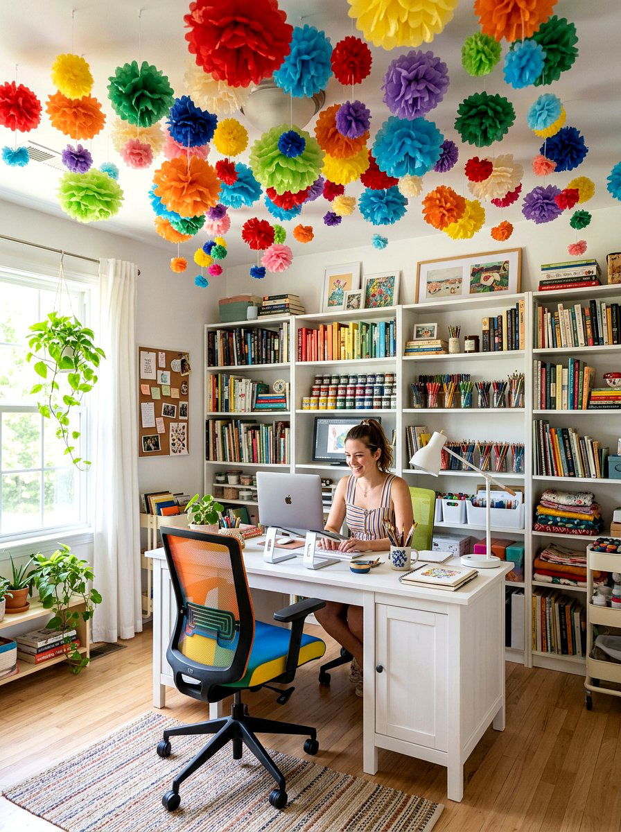 Rainbow Tissue Paper Pom Pom - 25 Spring Tissue Paper Flower Ideas