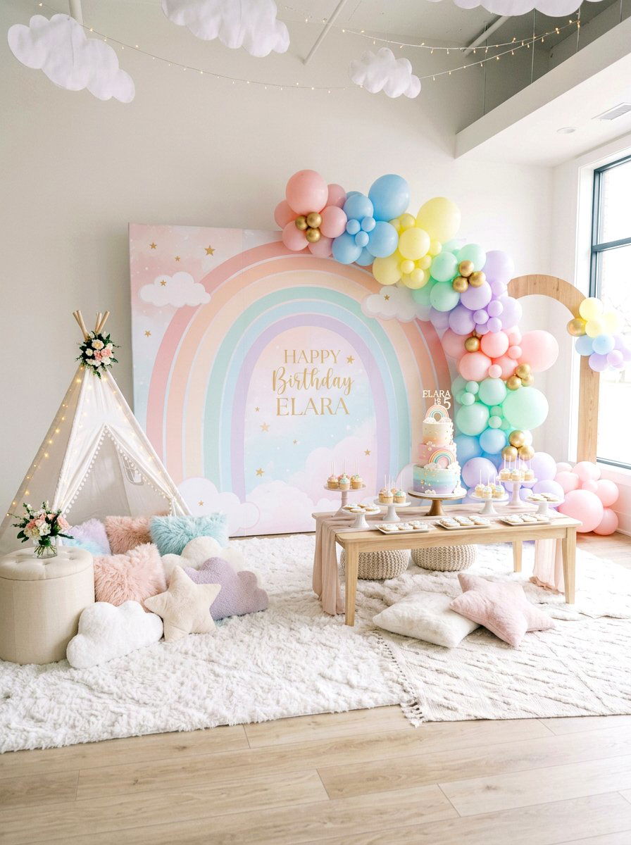 Rainbow pastel birthday - 25 Spring First Birthday Decor Ideas