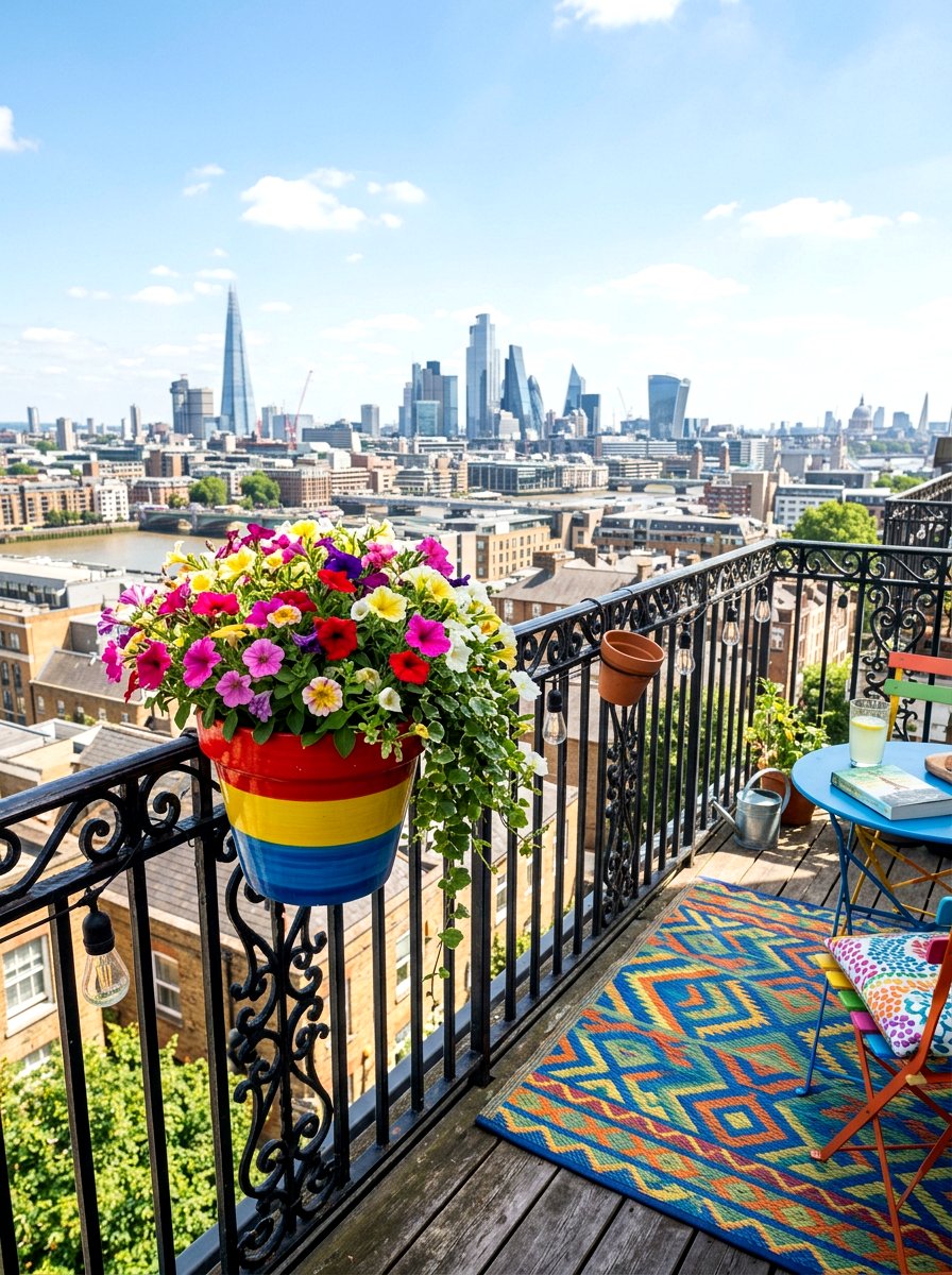 Rainbow stripe flower pot - 25 Spring Pot Painting Ideas