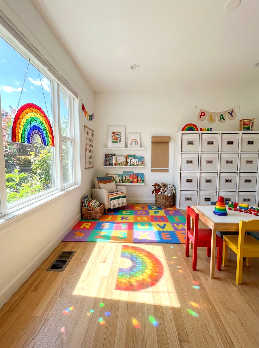 Rainbow window suncatchers - 25 Spring Window Cling Ideas