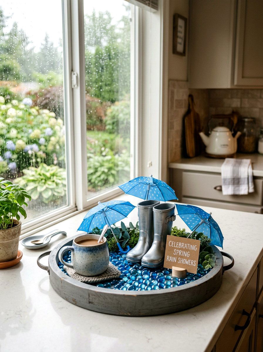 Rainy Day Tray - 25 Spring Tiered Tray Ideas for Kitchen