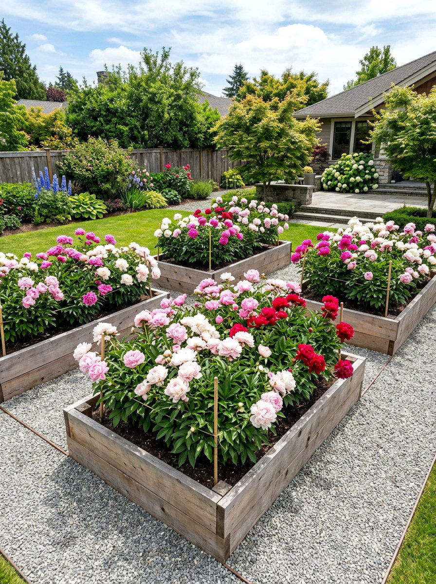 Raised Bed Peonies - 25 Spring Peony Garden Ideas