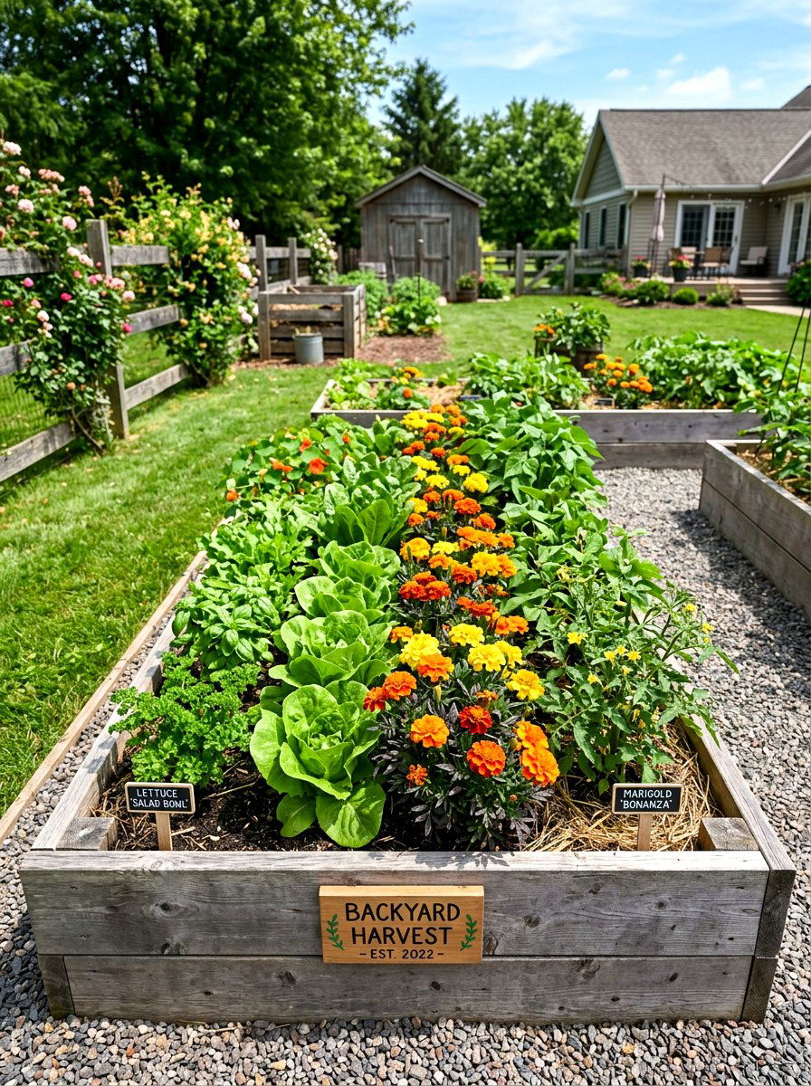 Raised Bed Vegetable And Flower Mix - 25 Spring Flower Garden Ideas
