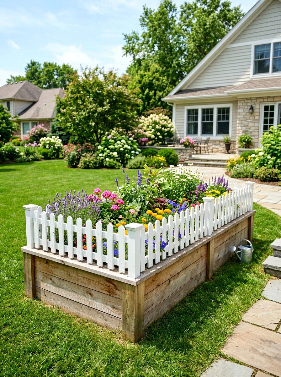 Raised Bed With Built In Fence - 25 Spring Raised Bed Decor Ideas
