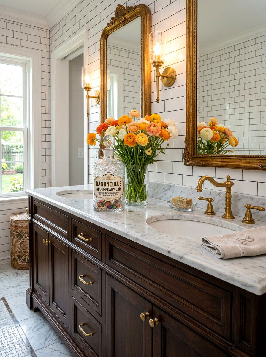 Ranunculus Apothecary Jar - 25 Spring DIY Flower Arrangement Ideas