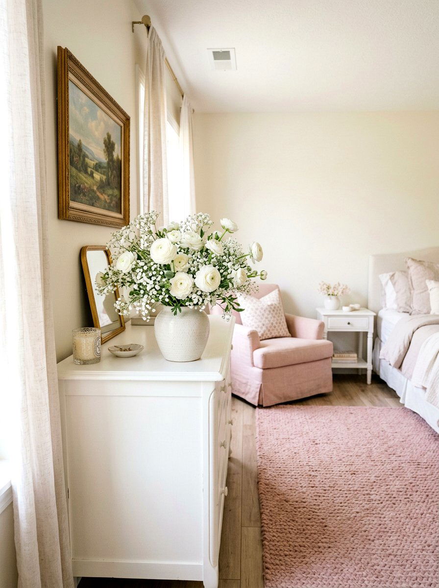 Ranunculus Baby Breath Arrangement - 25 Spring Ranunculus Arrangement Ideas