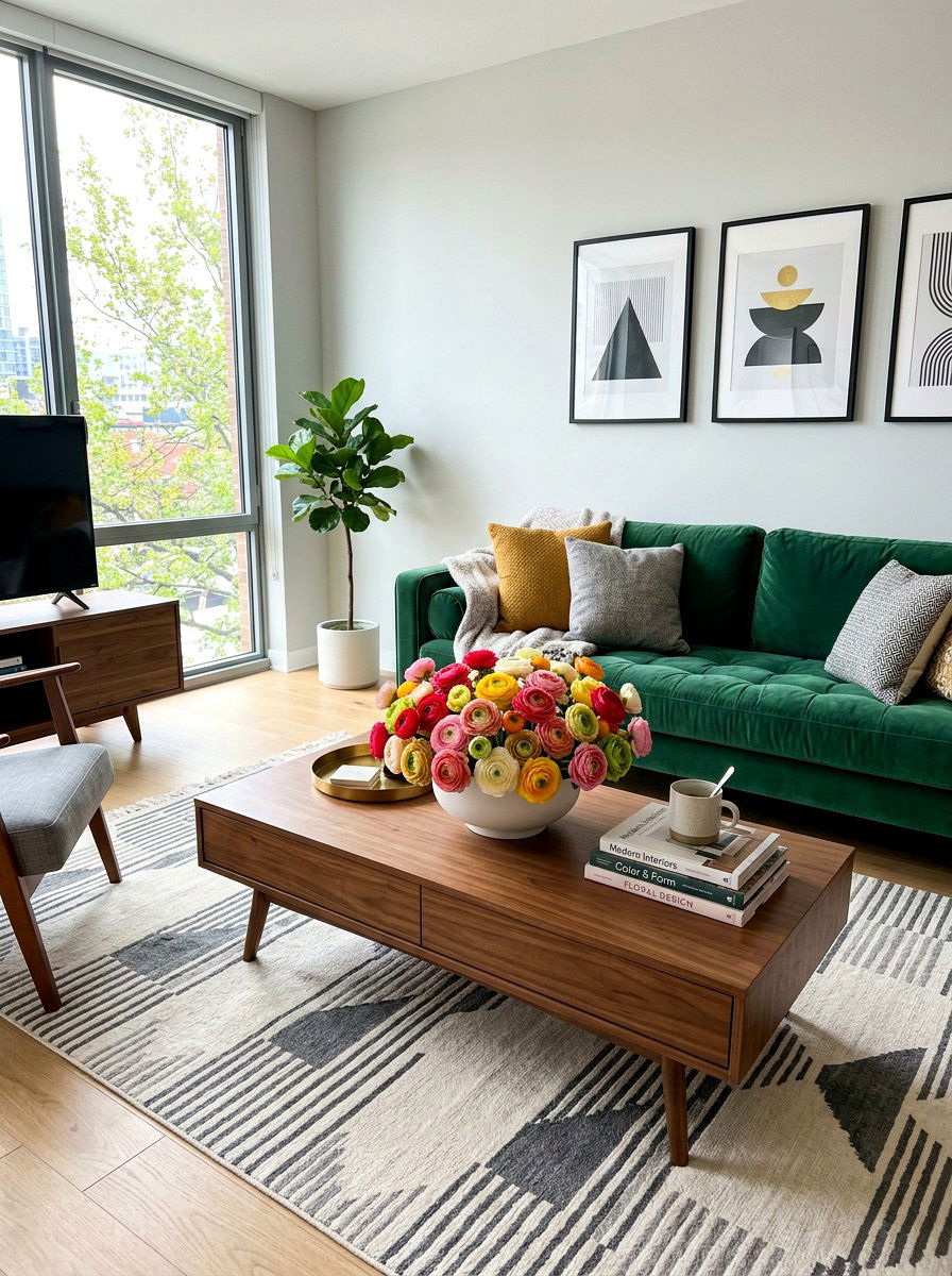 Ranunculus Coffee Table Bowl - 25 Spring Silk Flower Arrangement Ideas