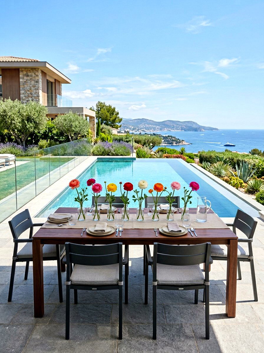 Ranunculus Floral Display - 25 Spring Patio Table Centerpiece Ideas