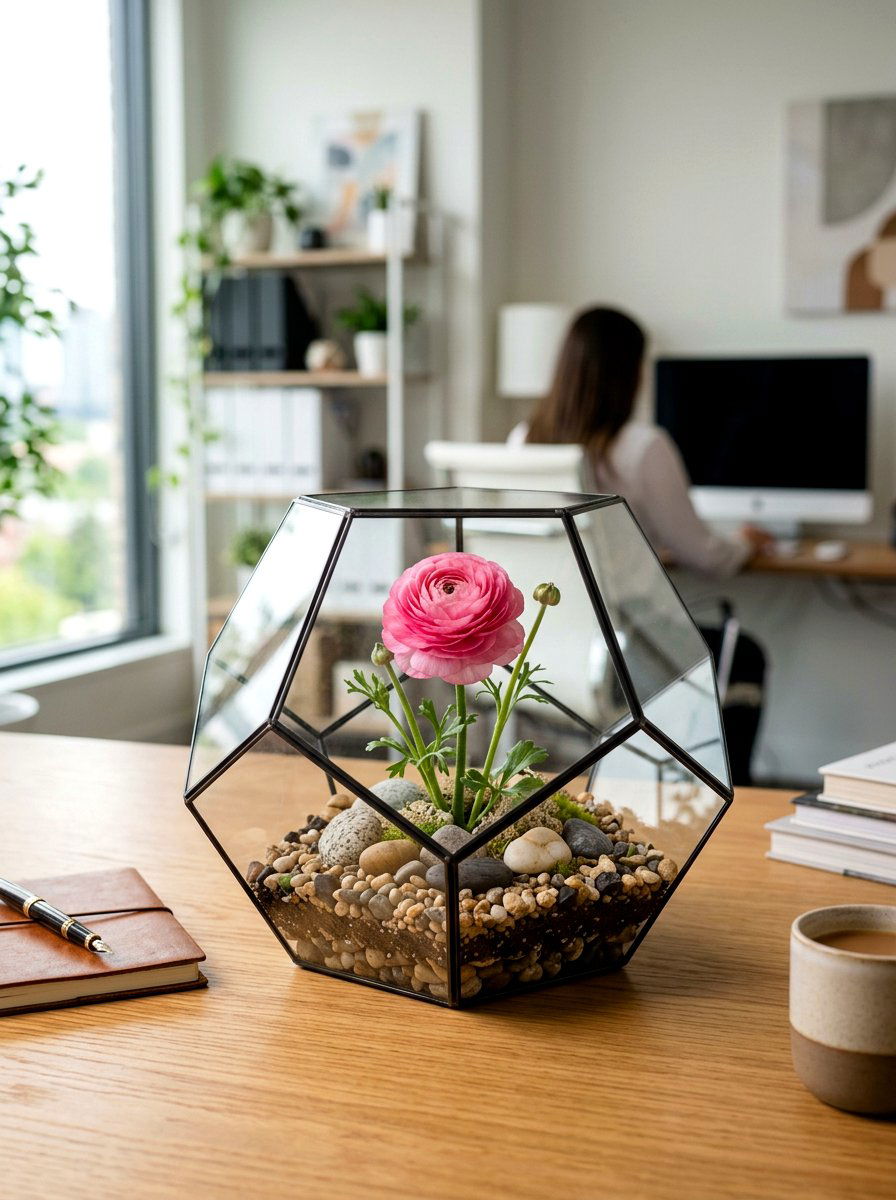 Ranunculus Glass Terrarium Planter - 25 Spring Ranunculus Planter Ideas