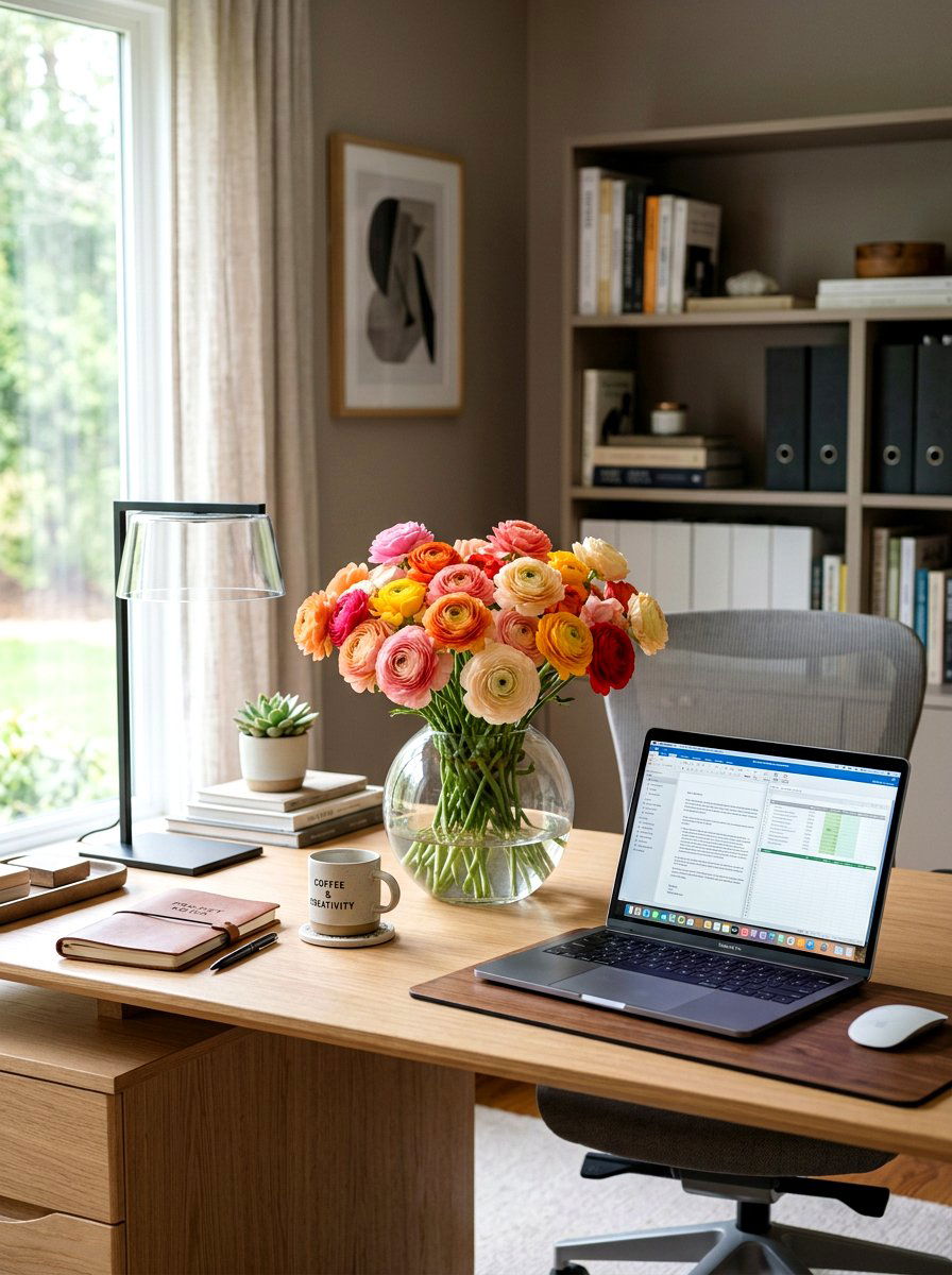 Ranunculus Glass Vase - 25 Spring Floral Arrangement Ideas