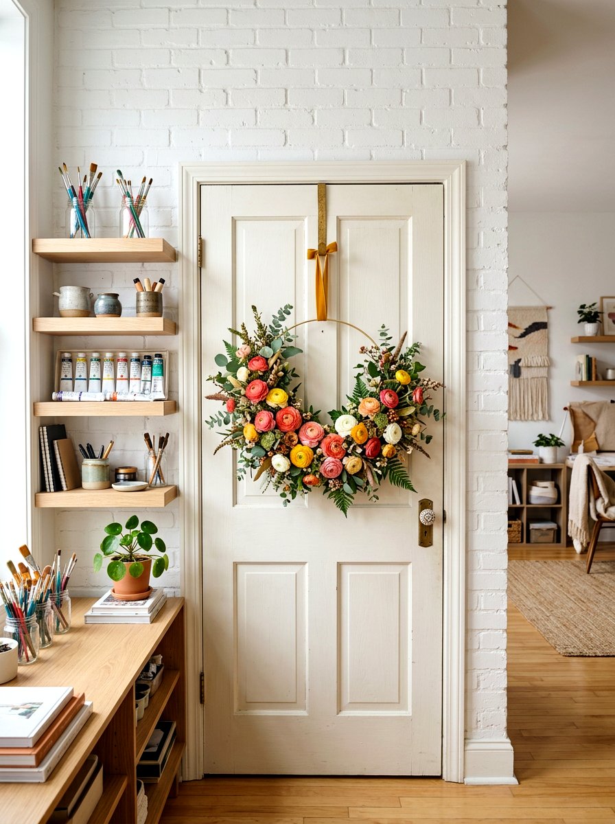 Ranunculus Hoop Wreath - 25 Spring Mini Door Wreath Ideas