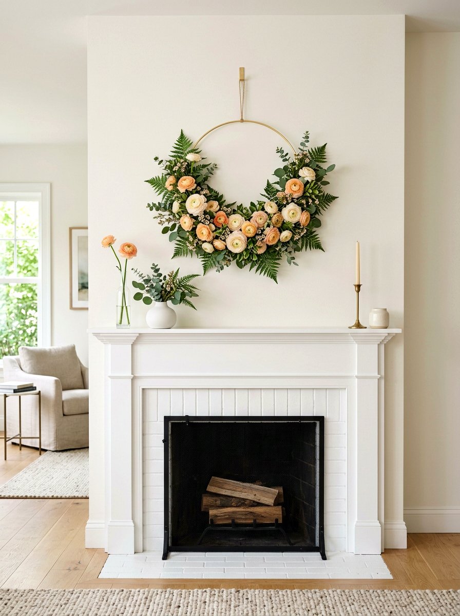 Ranunculus Hoop Wreath - 25 Spring Flower Wreath Hoop Ideas