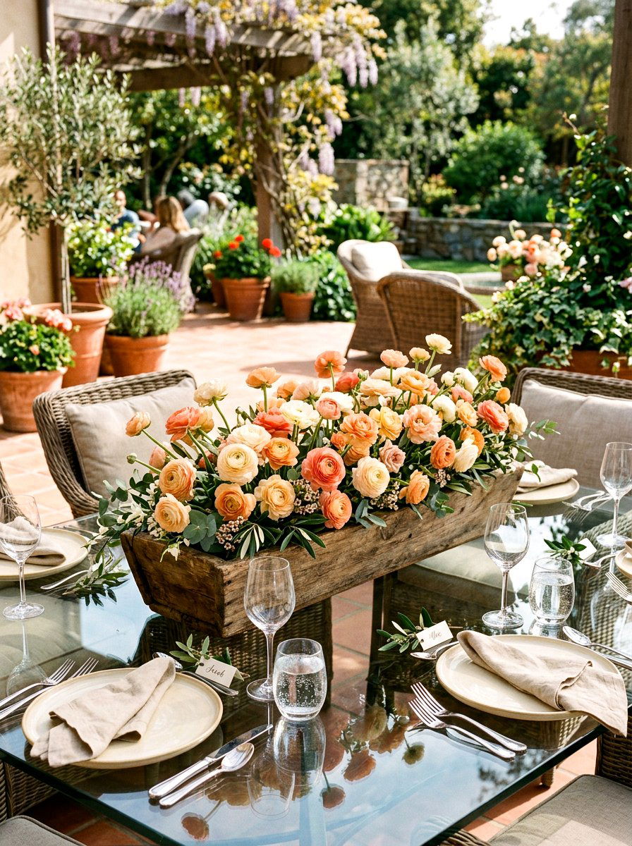 Ranunculus Patio Table Centerpiece - 25 Spring Ranunculus Planter Ideas