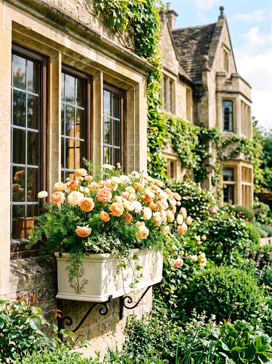 Ranunculus Window Planter - 25 Spring Window Box Planter Ideas