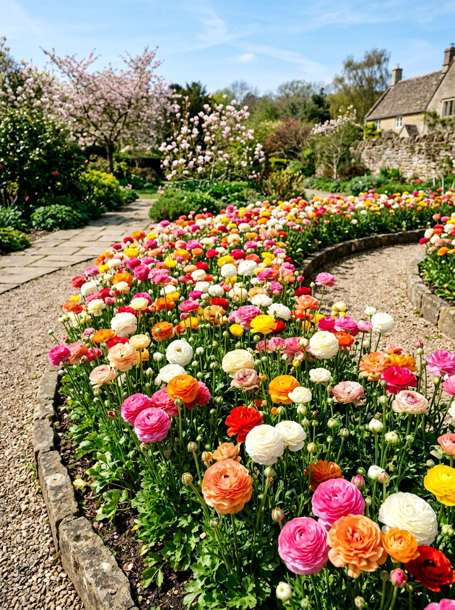 Ranunculus spring flower bed - 25 Spring Bulb Garden Ideas
