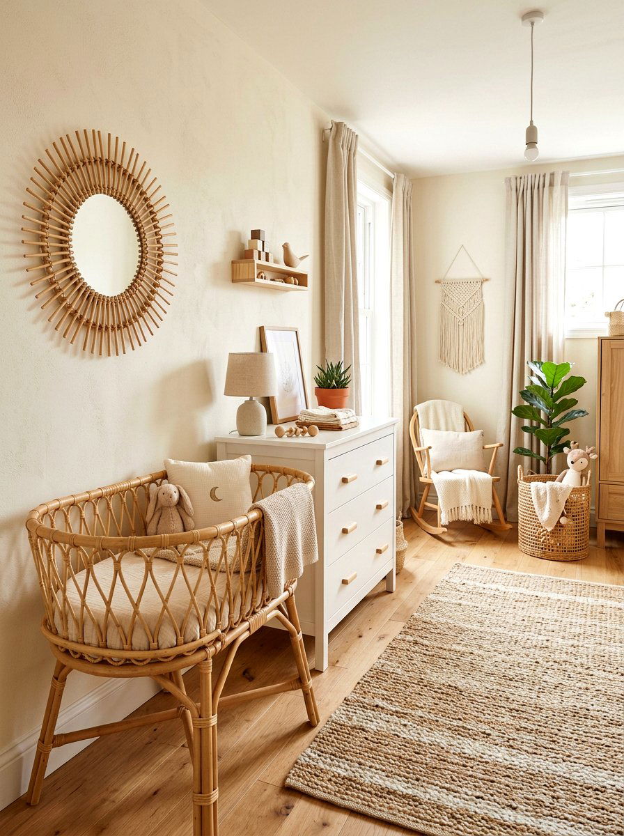 Rattan Baby Room Accents - 25 Spring Baby Room Decor Ideas