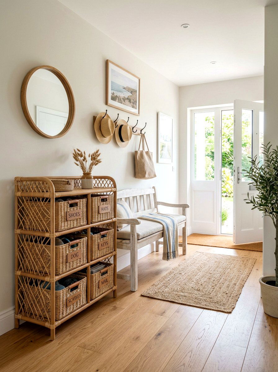 Rattan Basket Organizer - 25 Spring DIY Home Decor Ideas