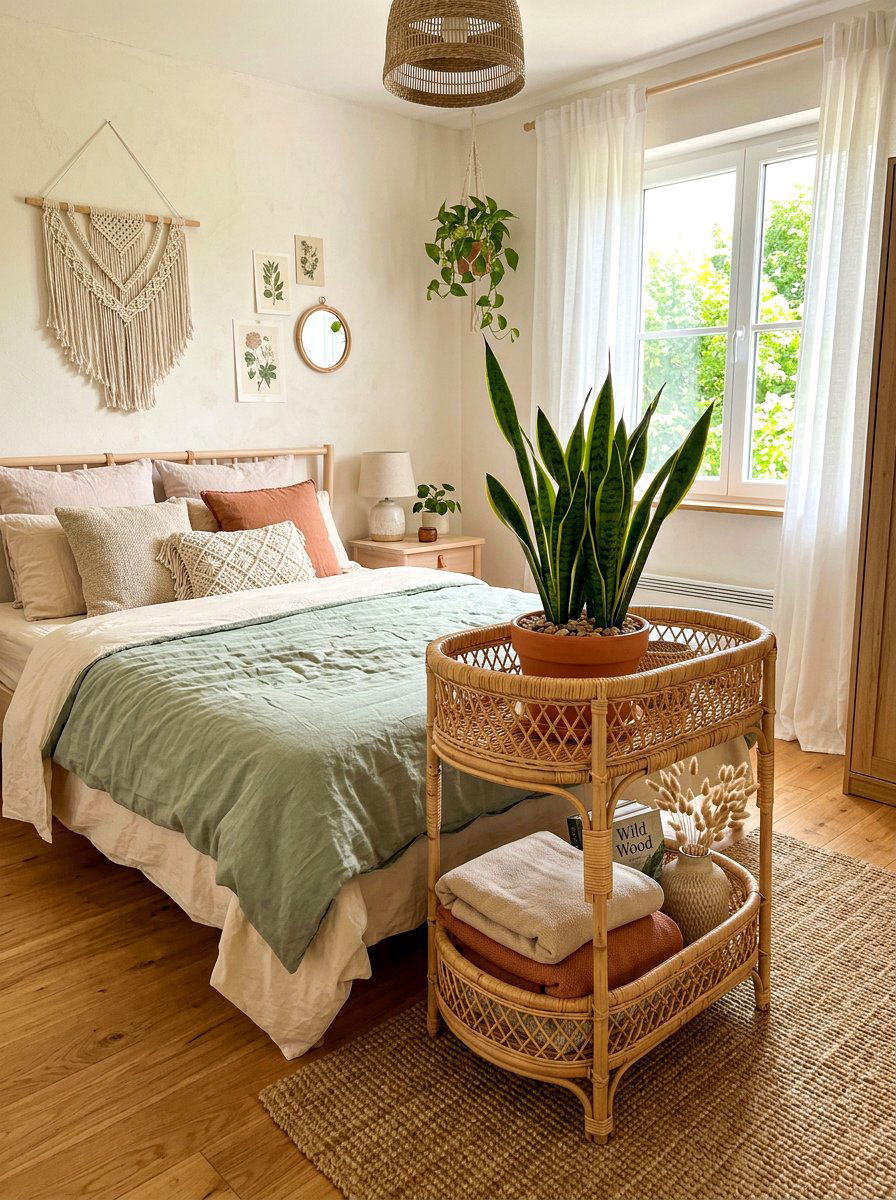 Rattan Basket Stand - 25 Spring Plant Stand Ideas