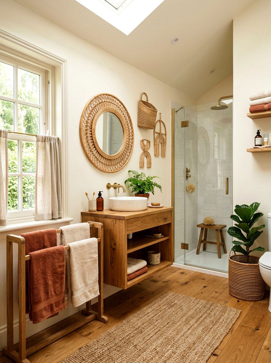 Rattan Bathroom Wall Decor - 25 Spring Towel Rack Decor Ideas